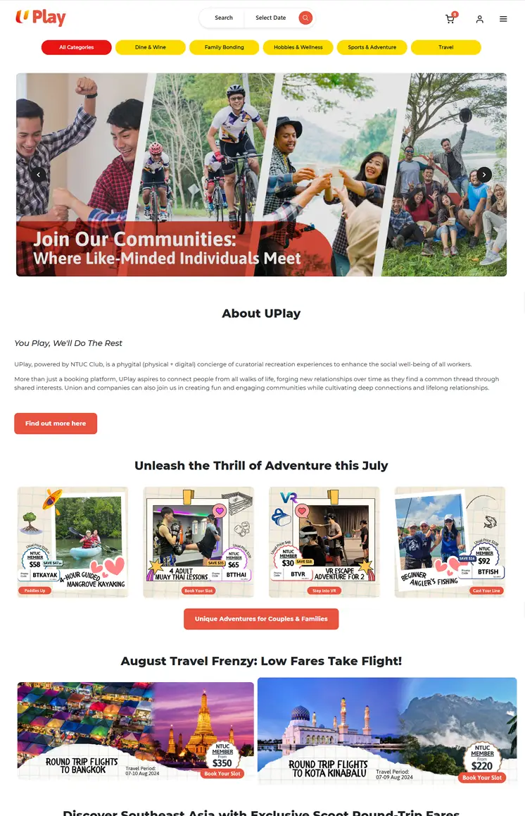 NTUC Club Quadrennial Report -   UPlay Portal and Customised Landing Pages for Unions and Companies